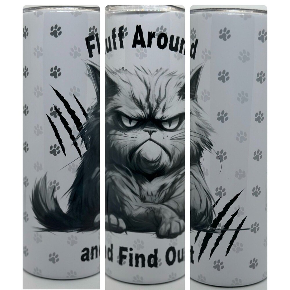 NEW Fluff Around 20 oz. Stainless Steel Tumbler w/Straw Set & Silicone Tip